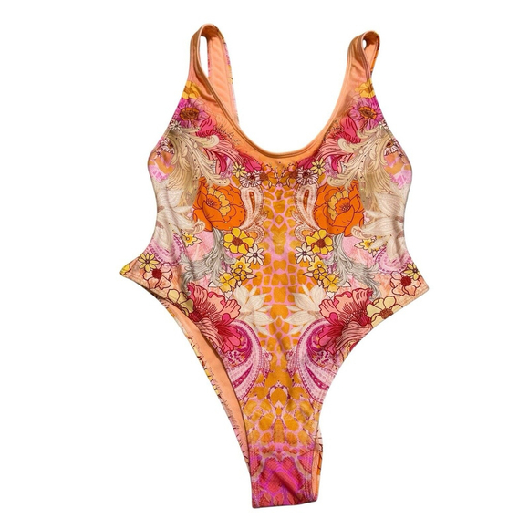 River Island Other - River Island Orange Pink Floral One-Piece Swimsuit